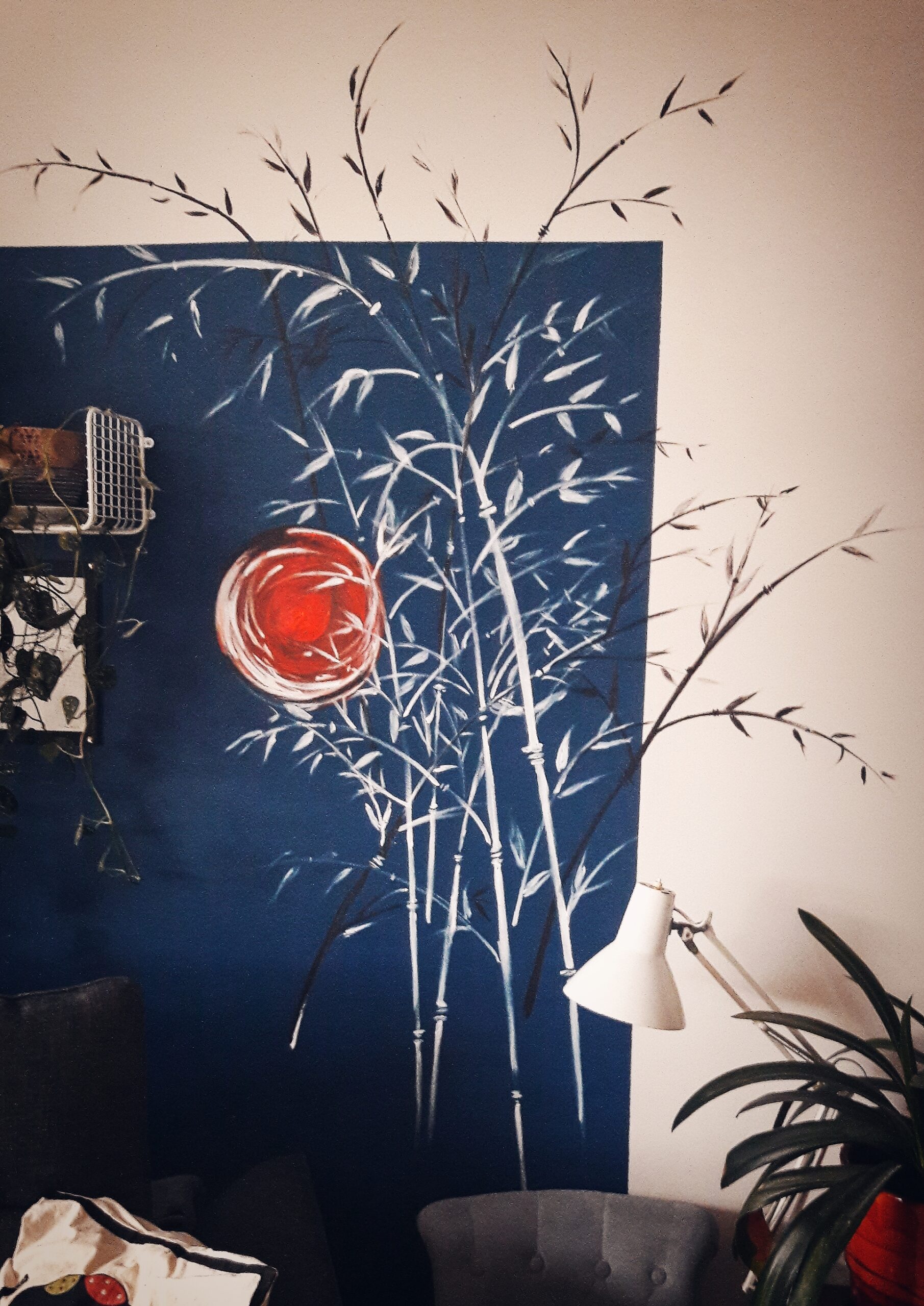 Fresque murale bamboos salon