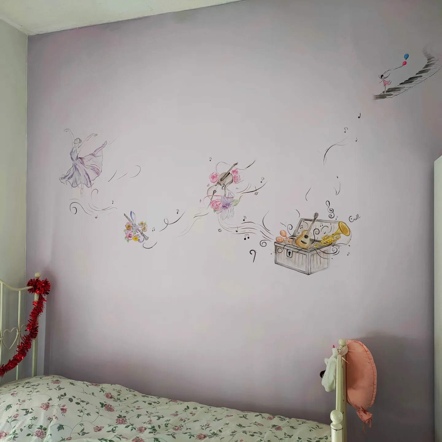 Peinture murale poétique chambre enfant musique - Aide à l'endormissement par Céline Hamel